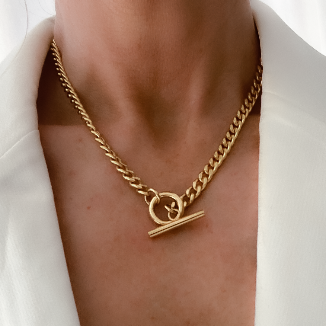 Buy 18ct Gold Plated or Silver Hammered Link Chain T Bar Necklace Online in  India - Etsy